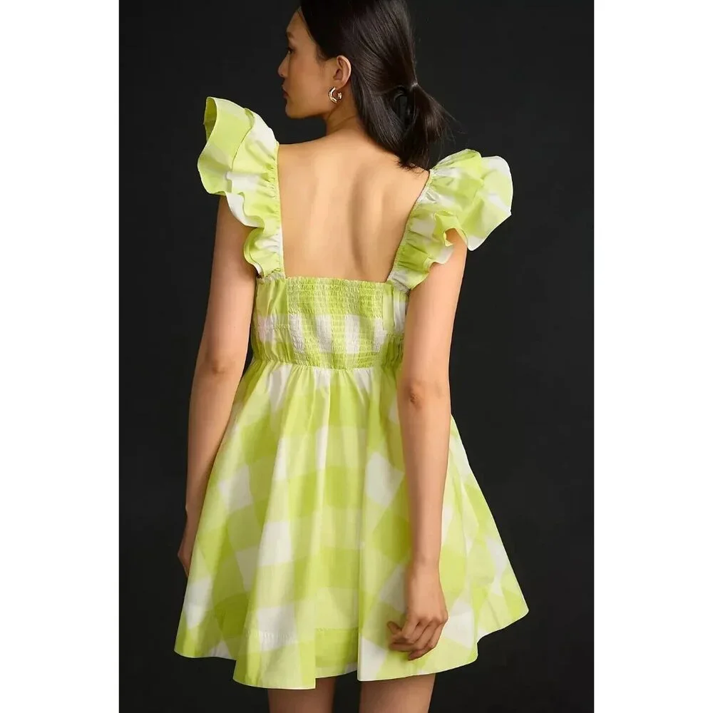 New Anthropologie Maeve Square-Neck Flutter-Sleeve Shirred Dress sz XL NWT /414 - Picture 3 of 8